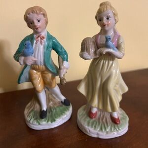 Beautiful Glazed Porcelain FBIA Figurines in Yellows and Greens